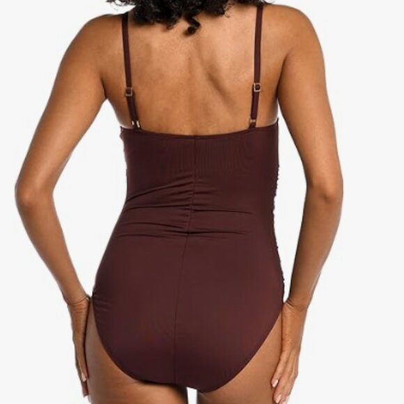 La Blanca Island Goddess Rouched Body Lingerie Mio One Piece Swimsuit Java 14 - Picture 3 of 6